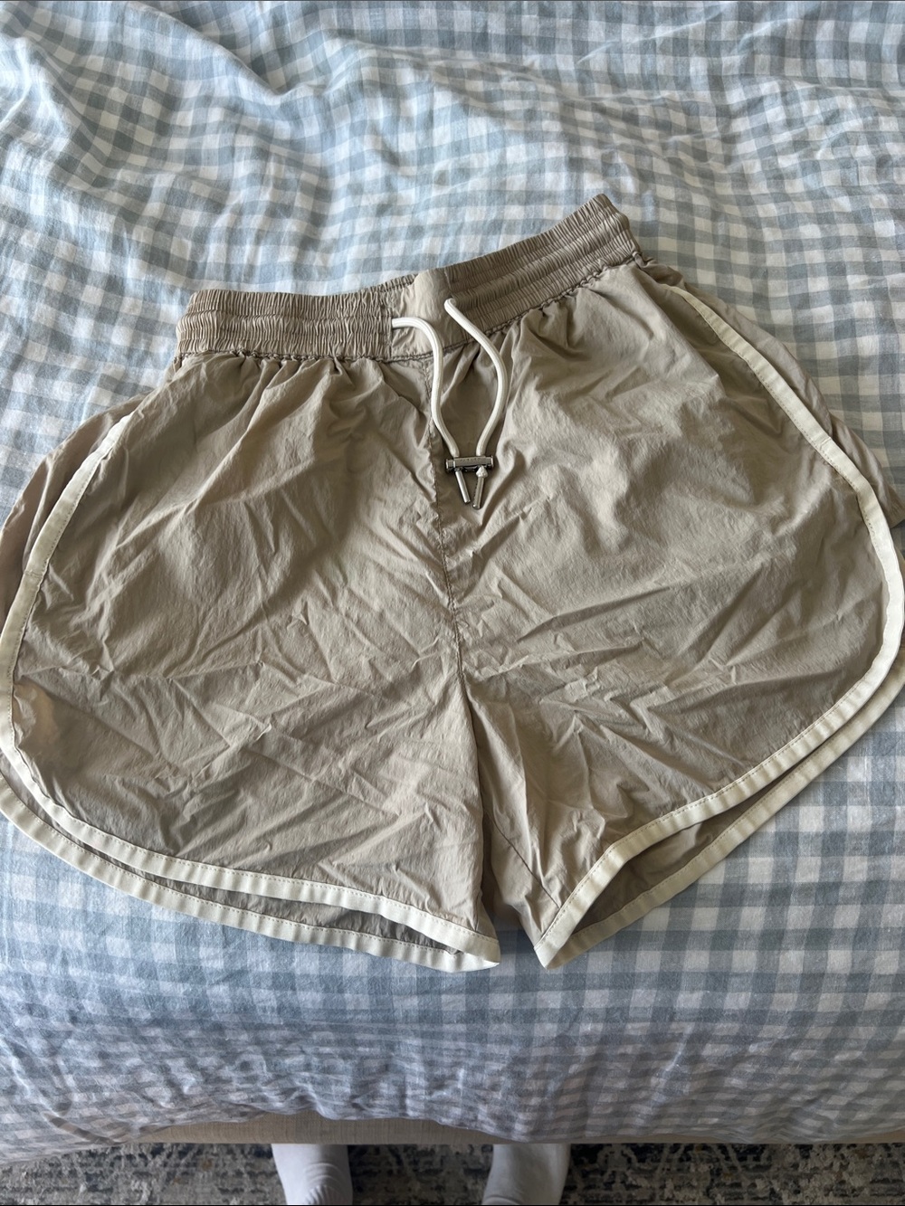 Varley Tan and Cream Shorts